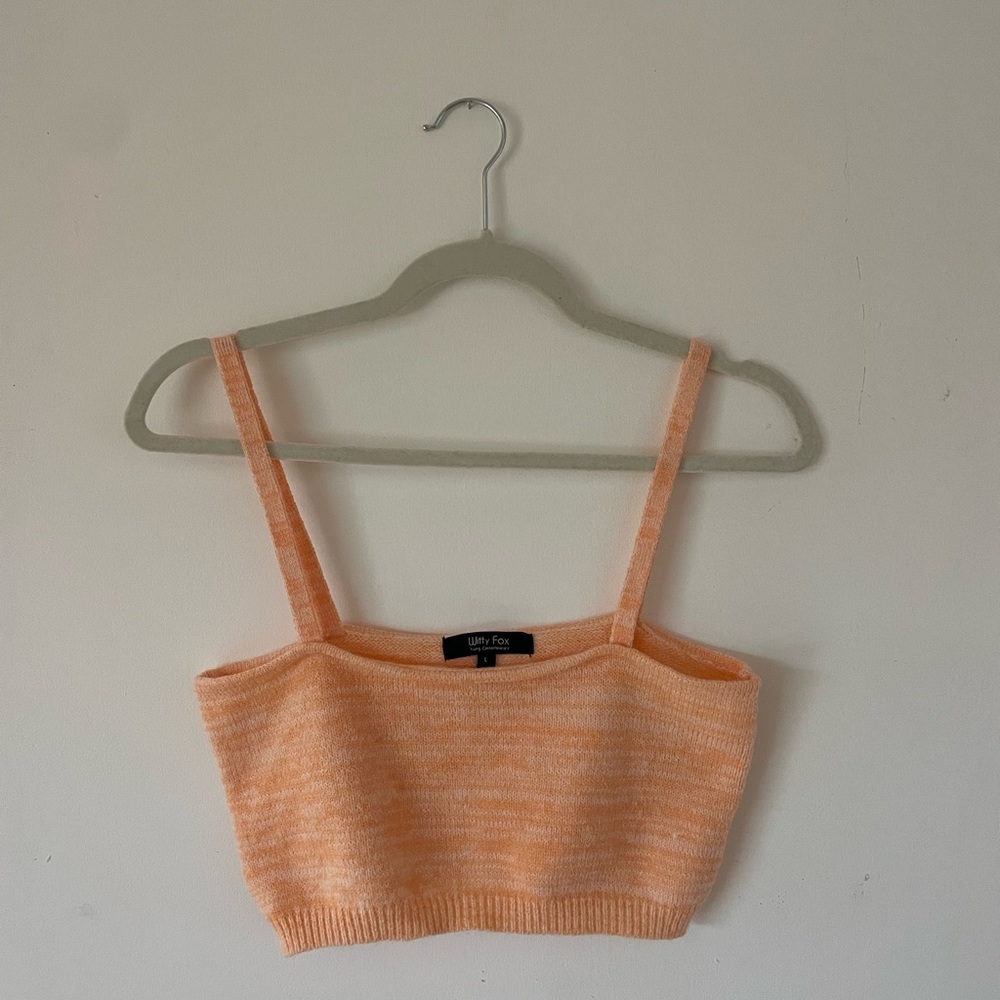 Peach knitted crop top